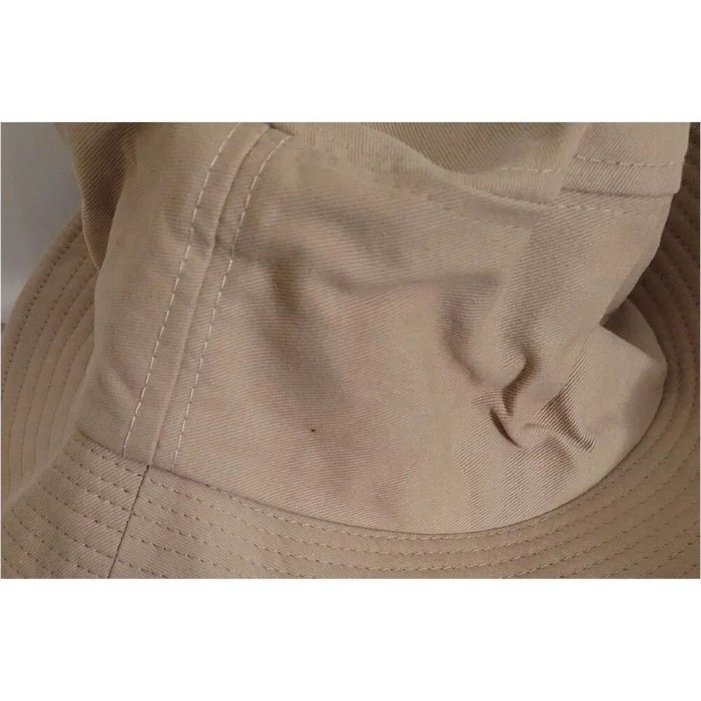 NWOT Womens Wide Brim Bucket Sun Hat Khaki Brown Canvas Packable Travel Beach